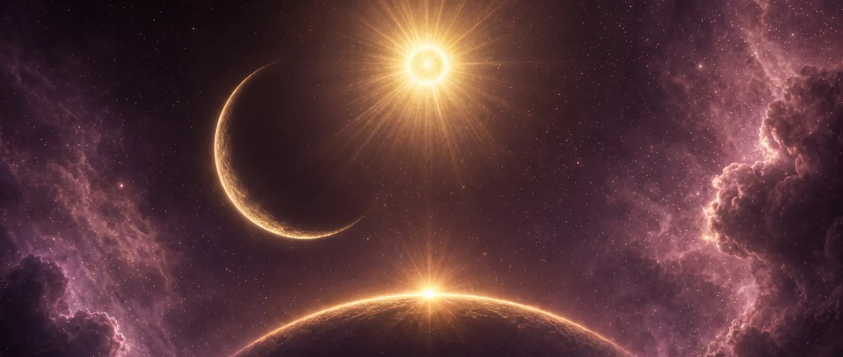 Sonne, Mondsichel und der beleuchtete Rand eines Planeten - Sonne, Mond und Aszendent als die Big 3